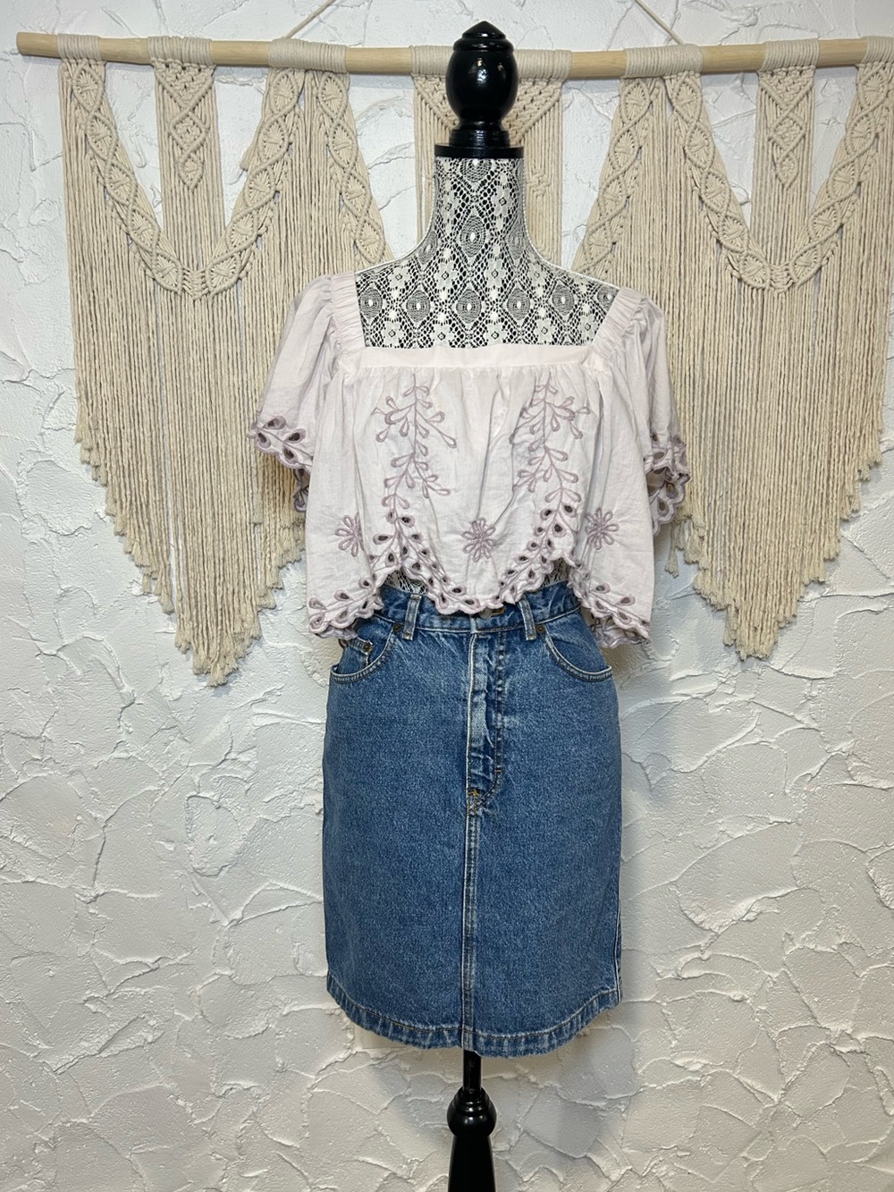 VTG Calvin Klein Denim Mini Skirt Medium Wash Jean Skirt